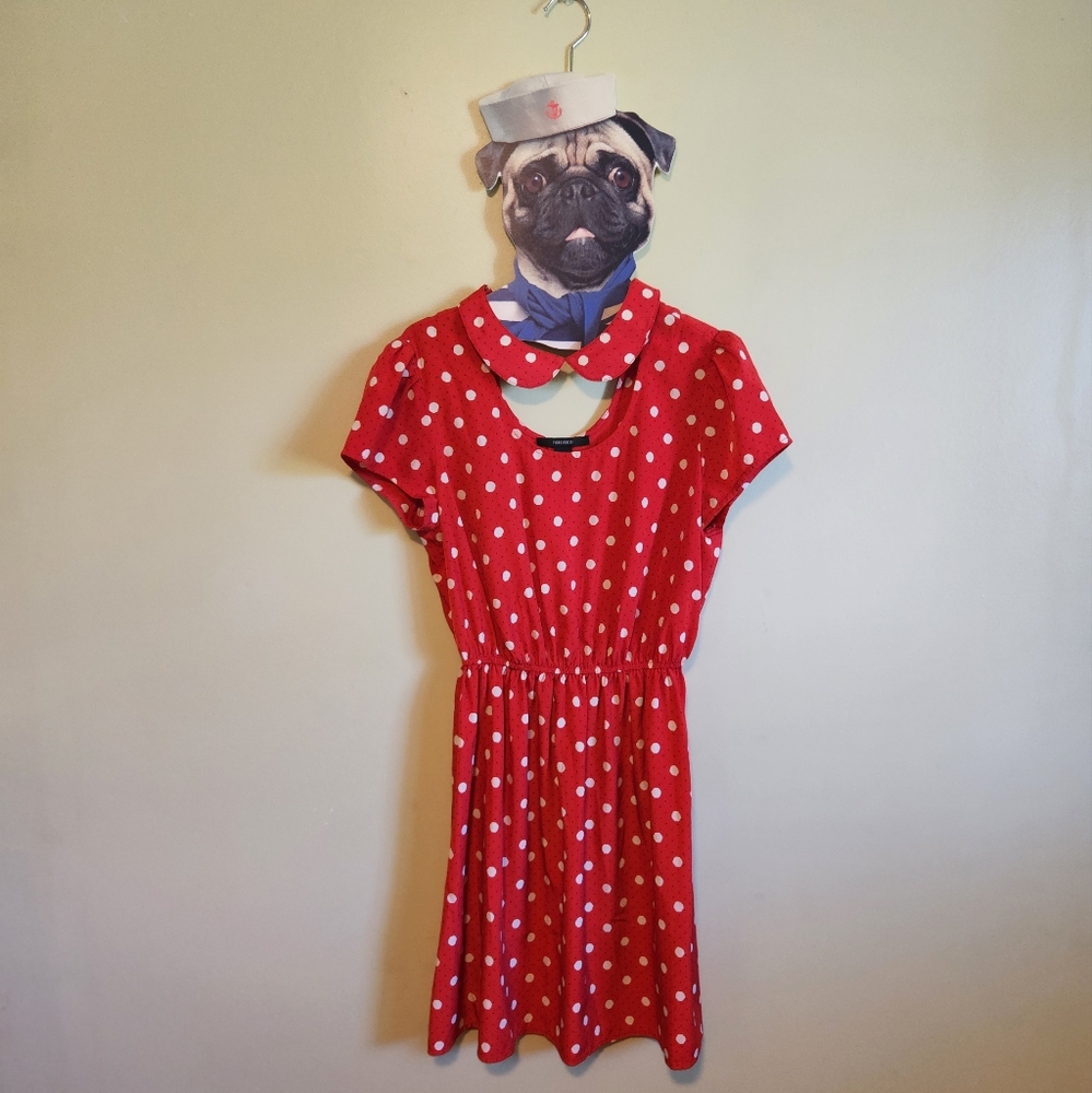 Forever 21 Red Polka Dot Collar Dress